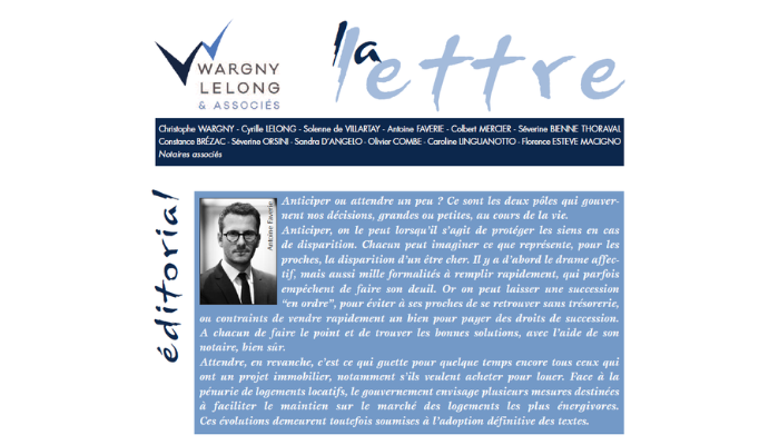 La Lettre de l'Étude n°117 est disponible : succession, immobilier et transition énergétique au cœur de l'actualité